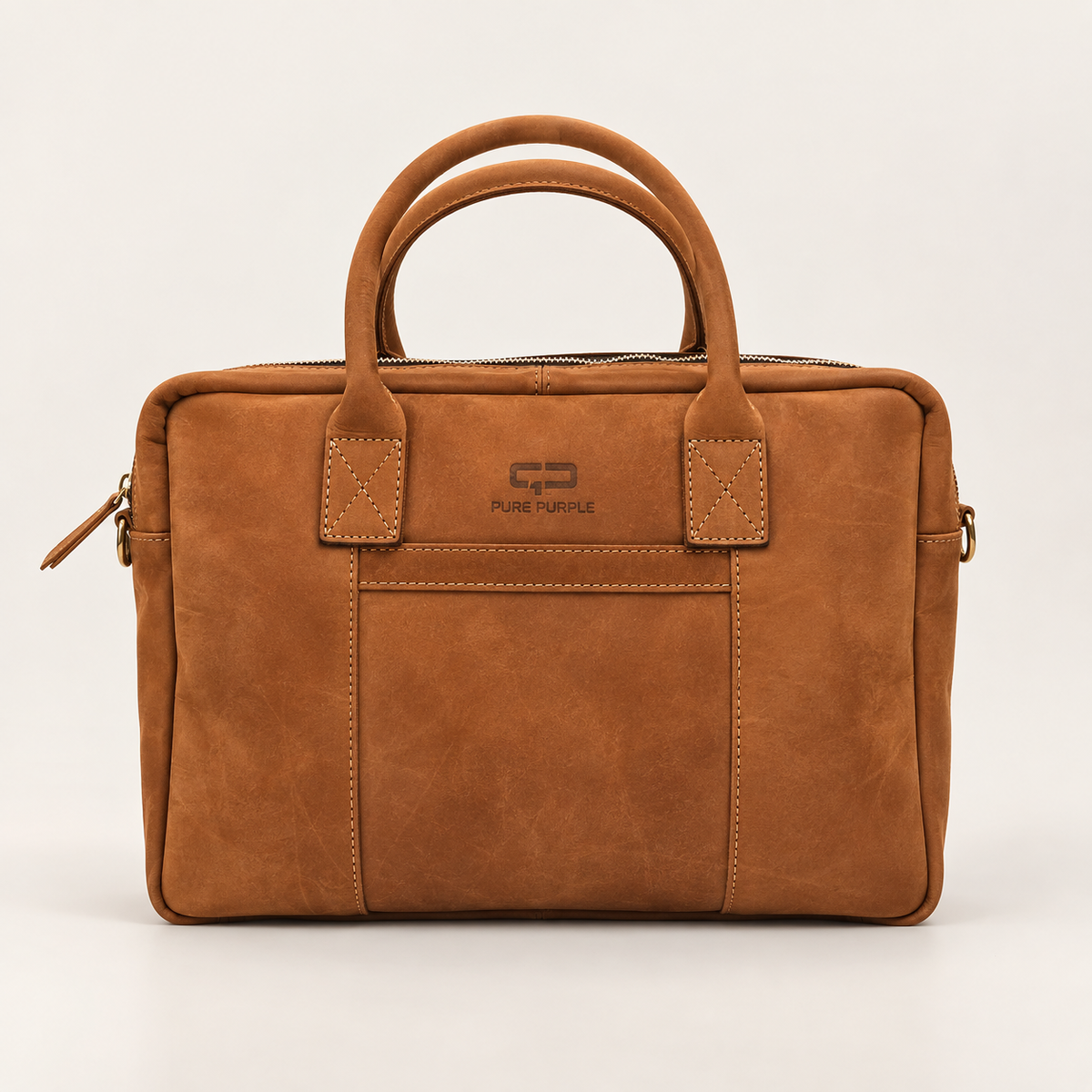 Agolla Slim Leather Laptop Bag – Warm Brown
