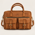 Agolla Slim Leather Laptop Bag – Warm Brown