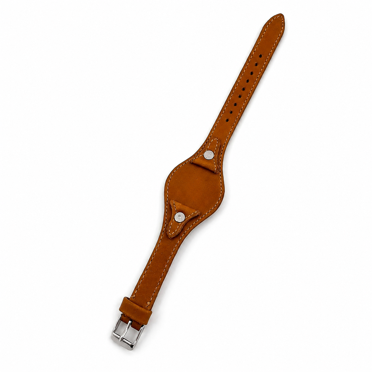 Genuine Cowhide Leather Bund Watch Strap – Vintage Cuff Style