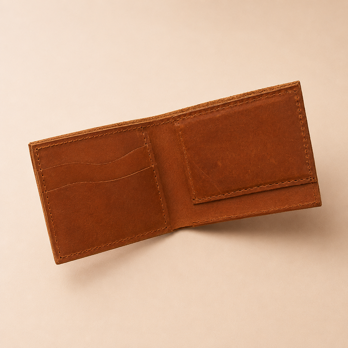 PURE PURPLE Compact Cowhide Leather Bifold Wallet – 4 Card Slots