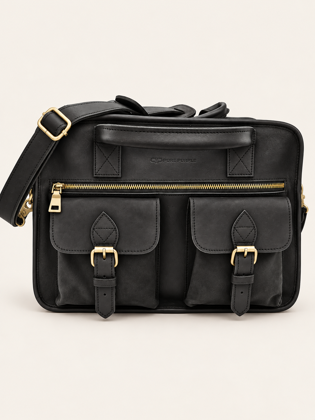 Agolla Executive Leather Laptop Bag – Black