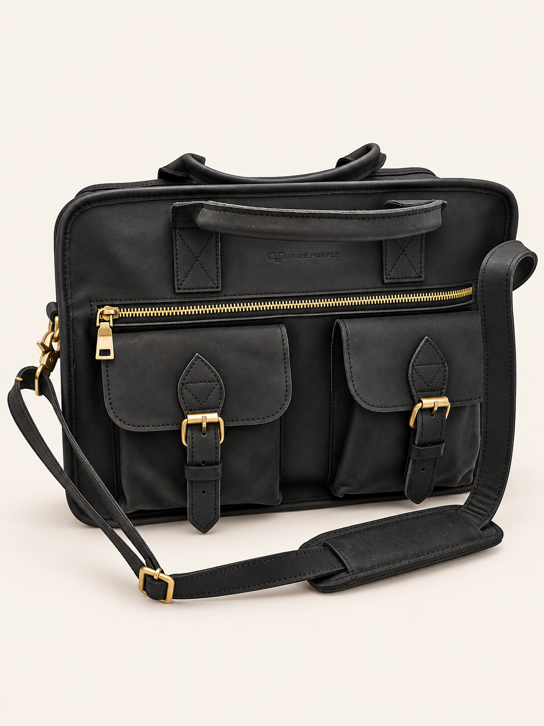 Agolla Executive Leather Laptop Bag – Black