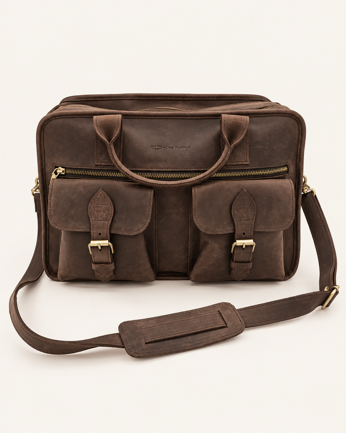 Agolla Executive Leather Laptop Bag – Dark Brown