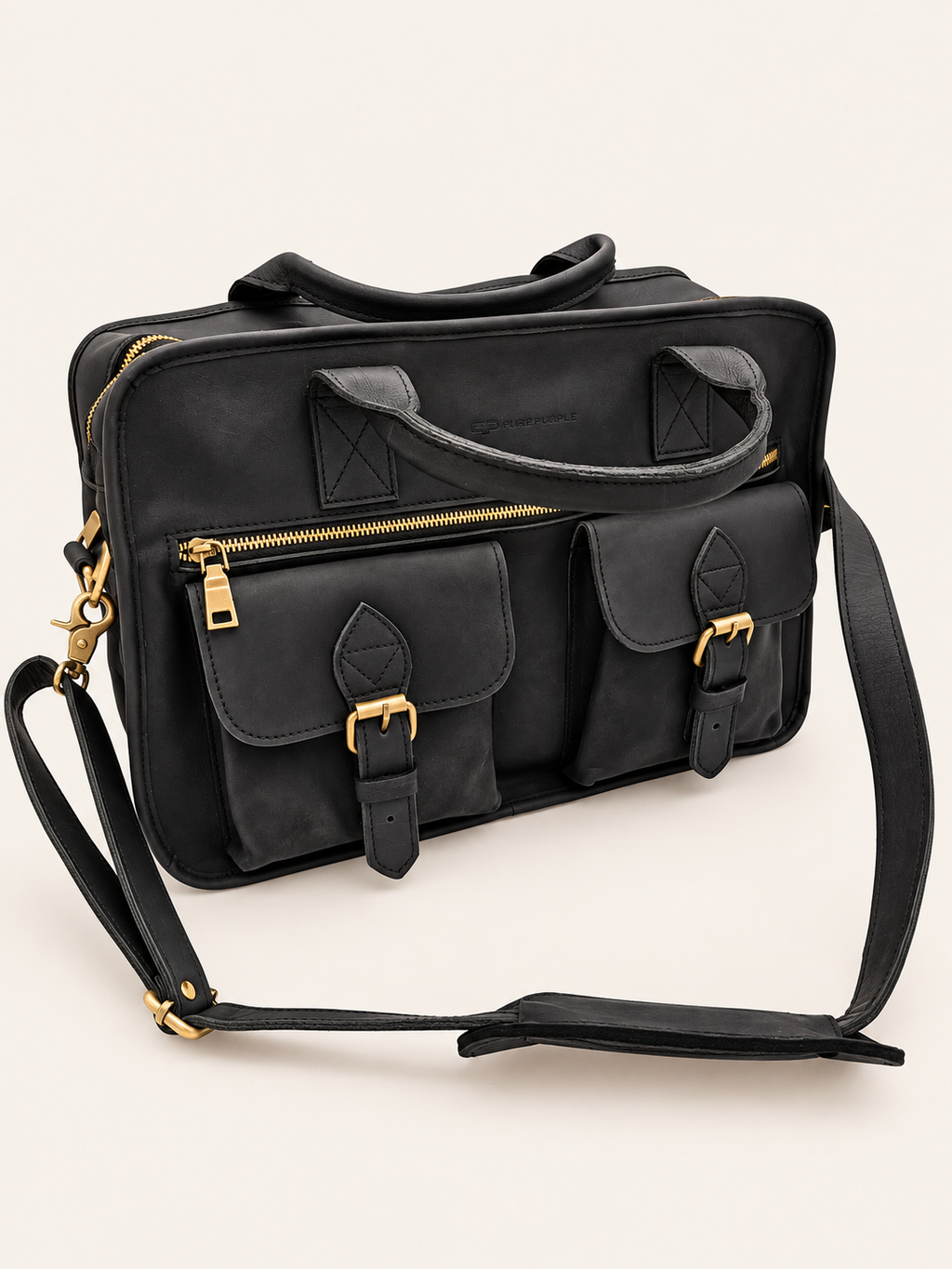 Agolla Executive Leather Laptop Bag – Black