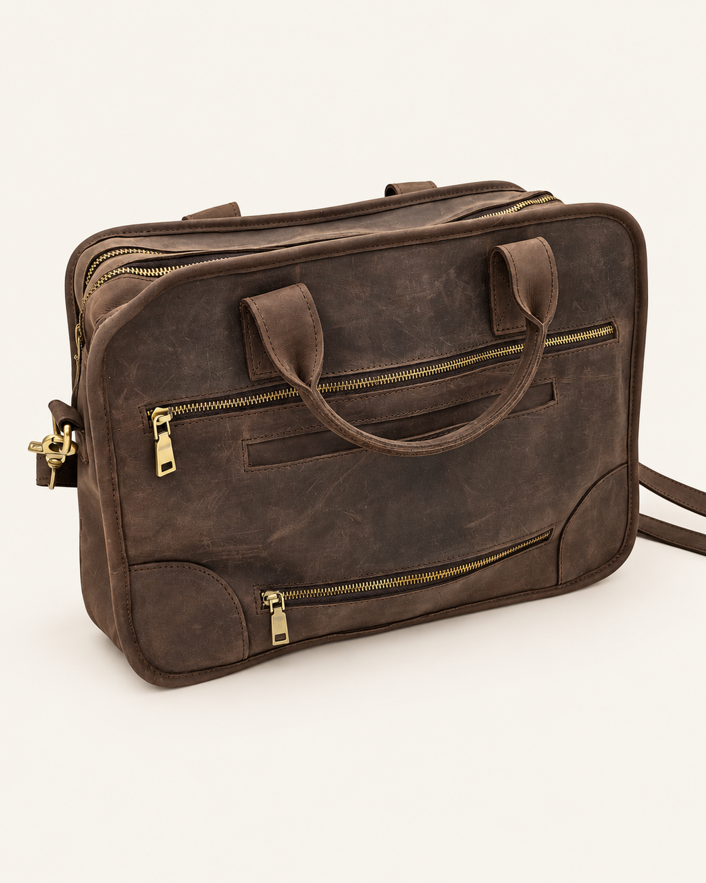 Agolla Executive Leather Laptop Bag – Dark Brown