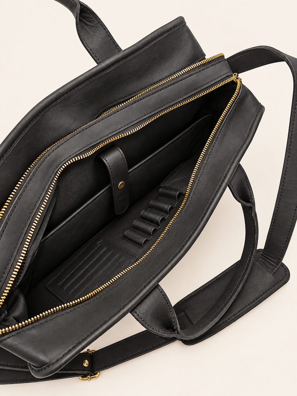 Agolla Executive Leather Laptop Bag – Black
