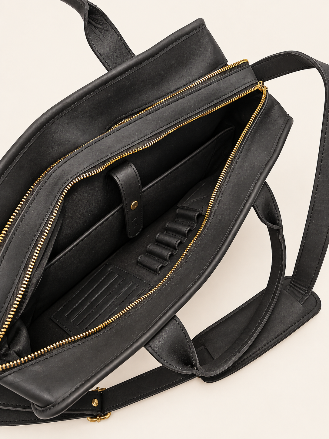 Agolla Executive Leather Laptop Bag – Black