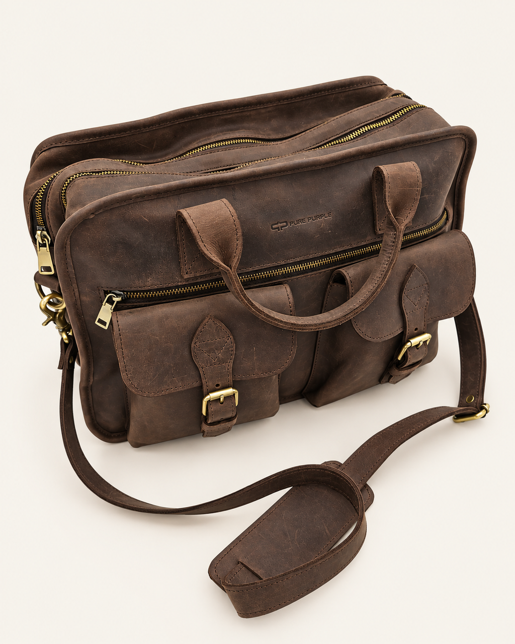 Agolla Executive Leather Laptop Bag – Dark Brown