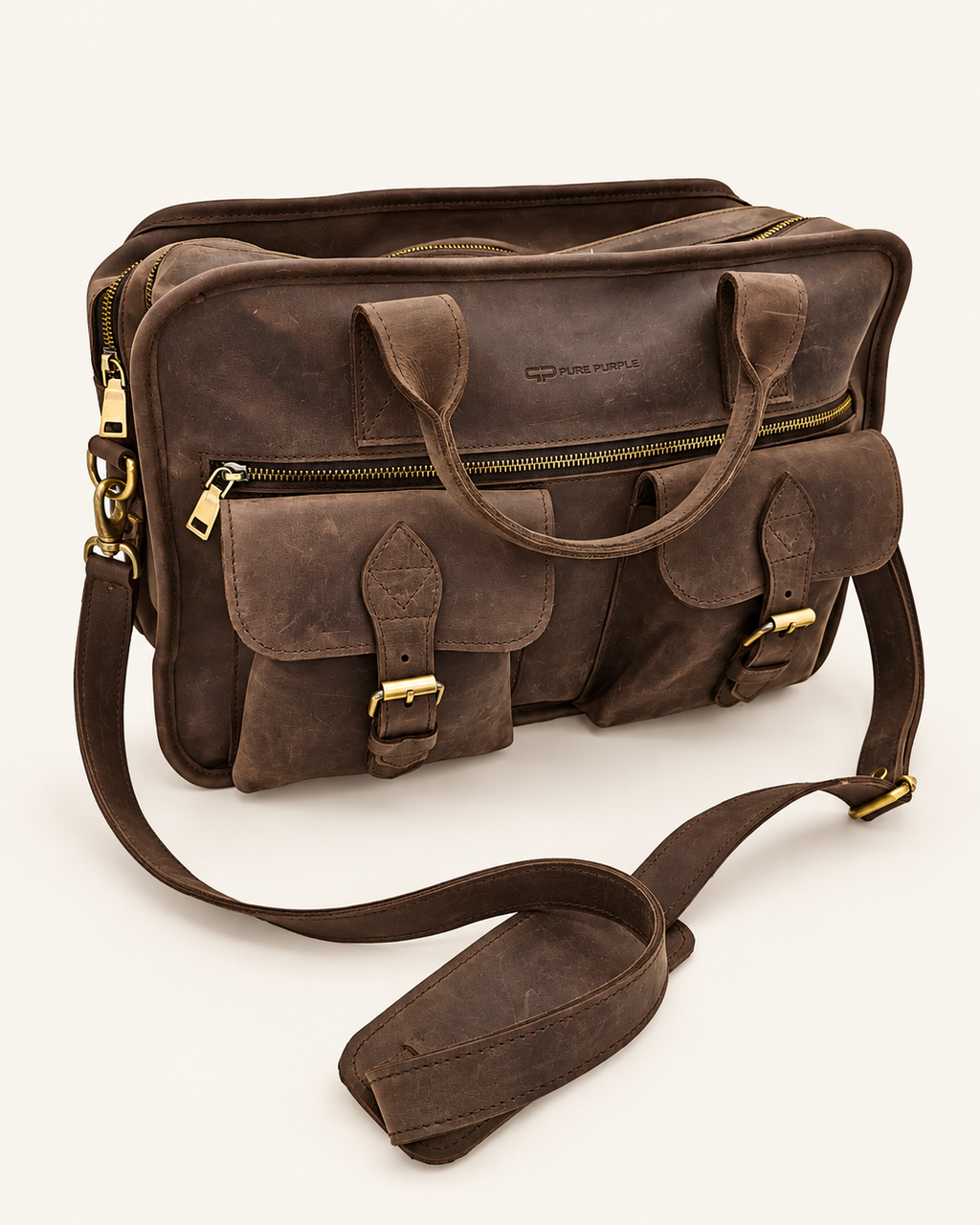Agolla Executive Leather Laptop Bag – Dark Brown