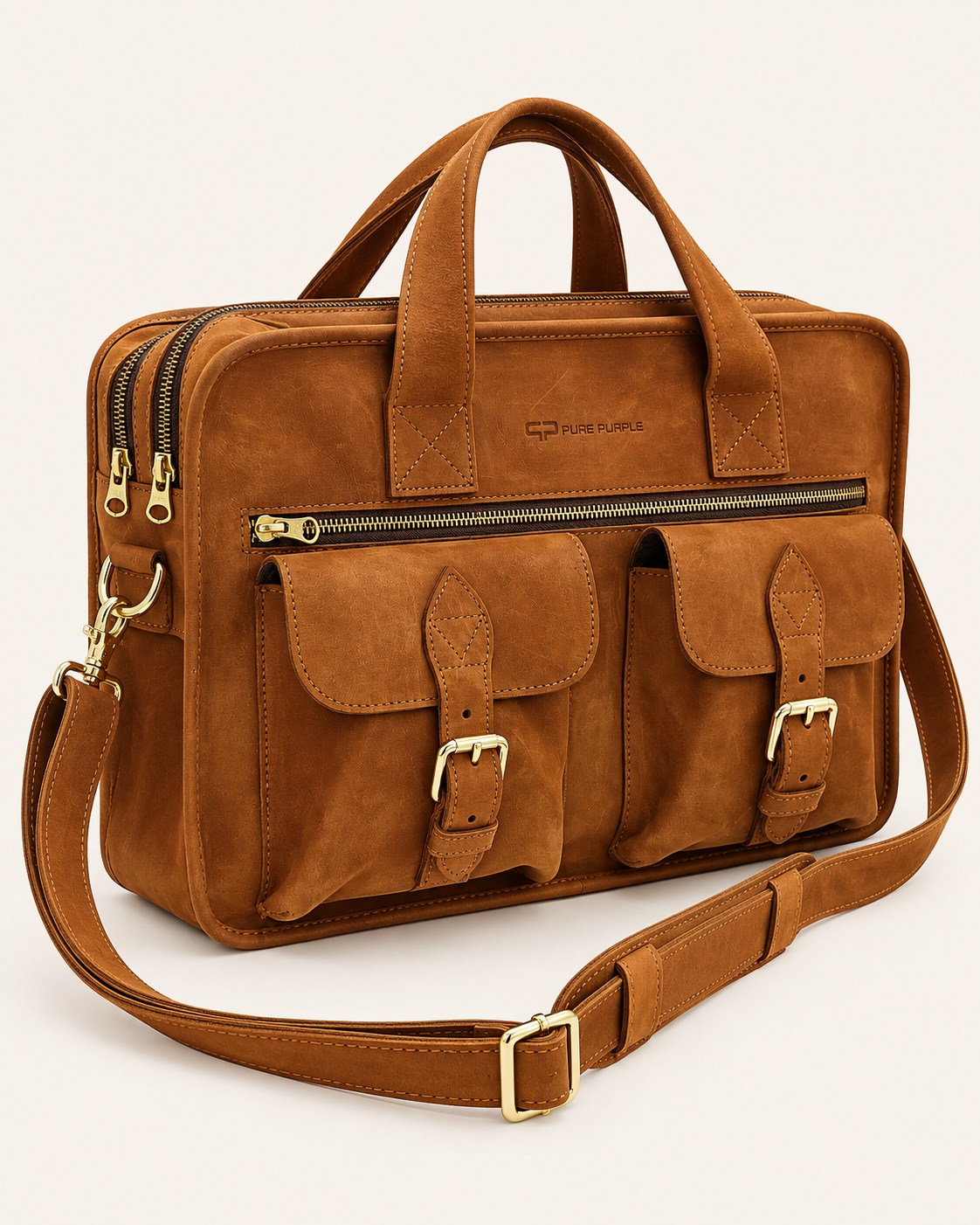 Agolla Executive Leather Laptop Bag – Warm Brown