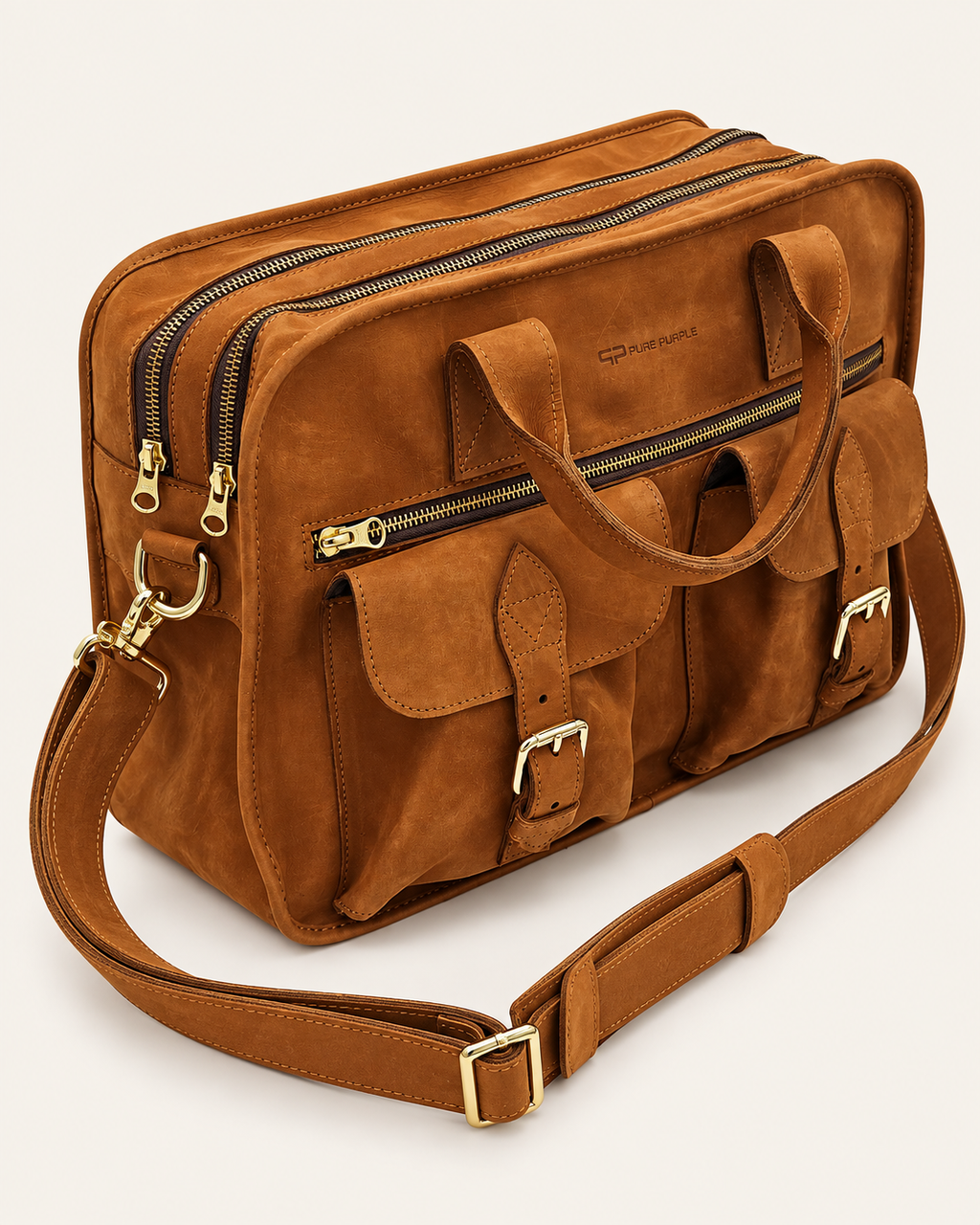 Agolla Executive Leather Laptop Bag – Warm Brown
