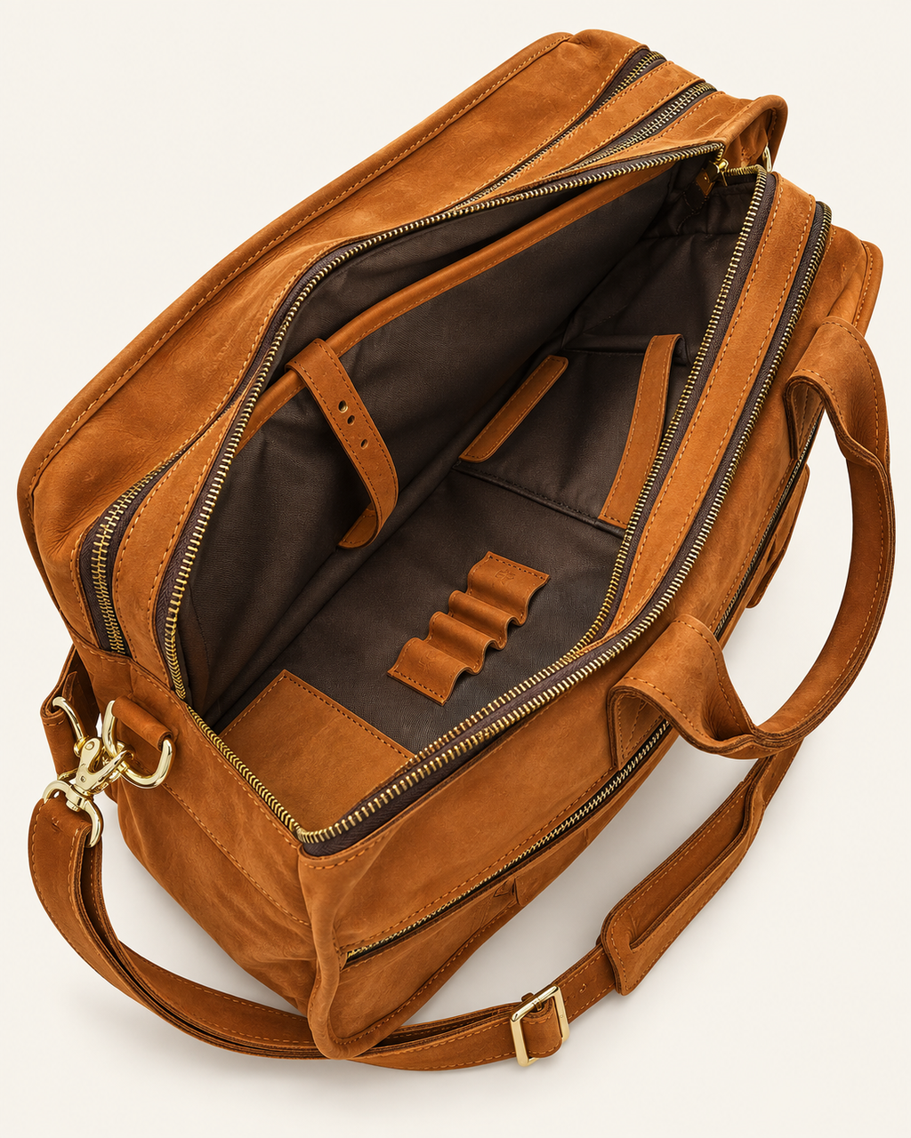 Agolla Executive Leather Laptop Bag – Warm Brown