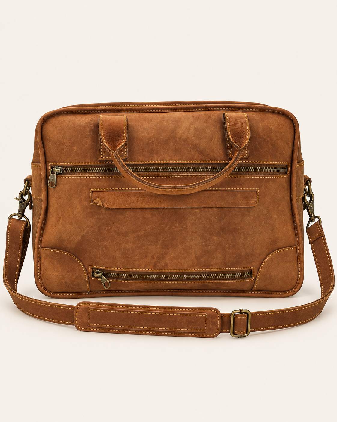 Agolla Executive Leather Laptop Bag – Warm Brown