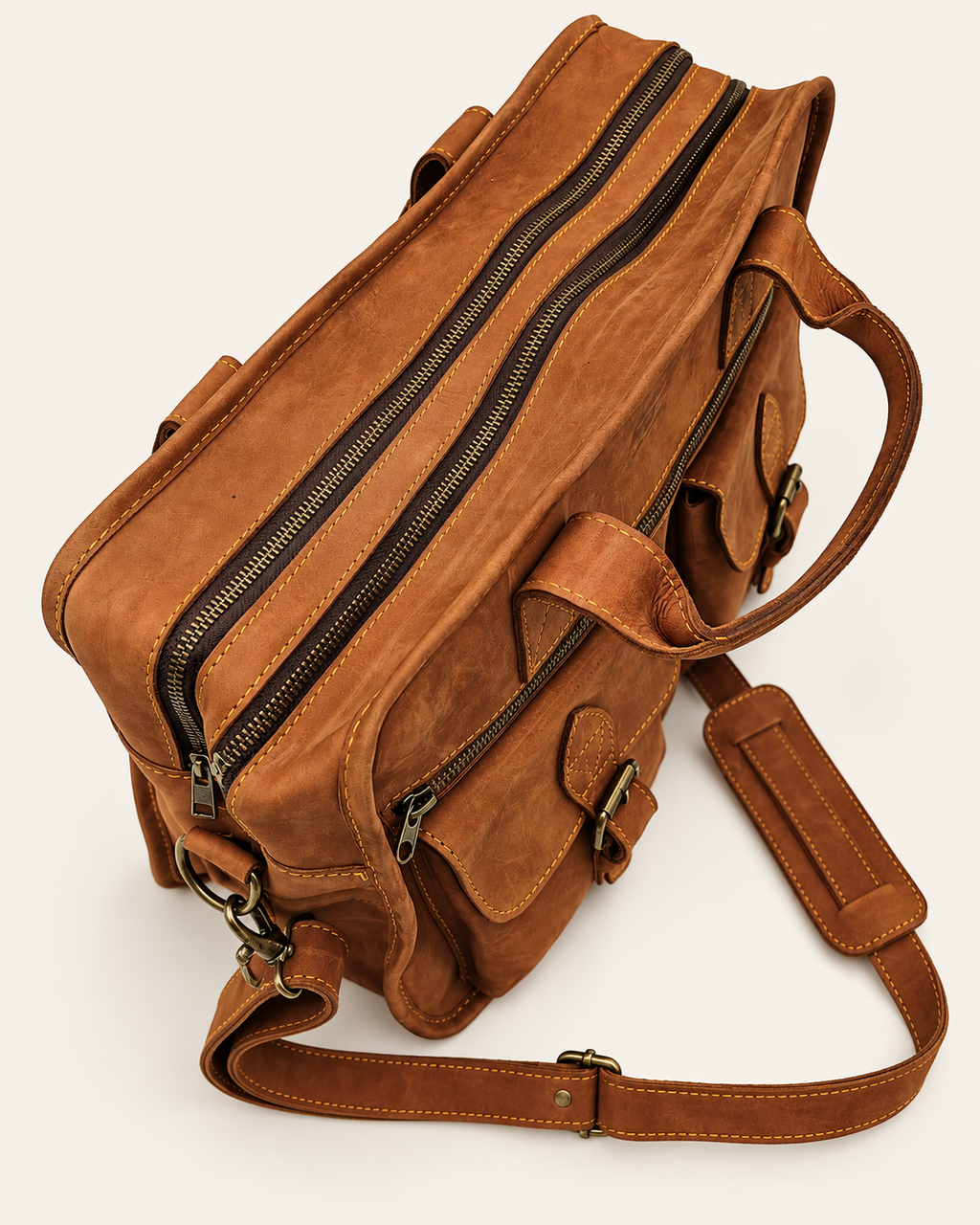 Agolla Executive Leather Laptop Bag – Warm Brown