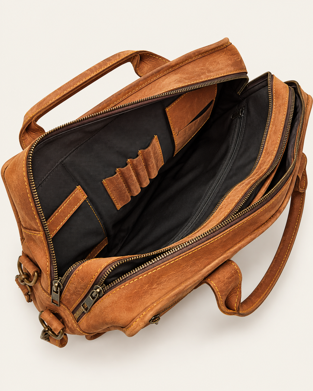 Agolla Executive Leather Laptop Bag – Warm Brown