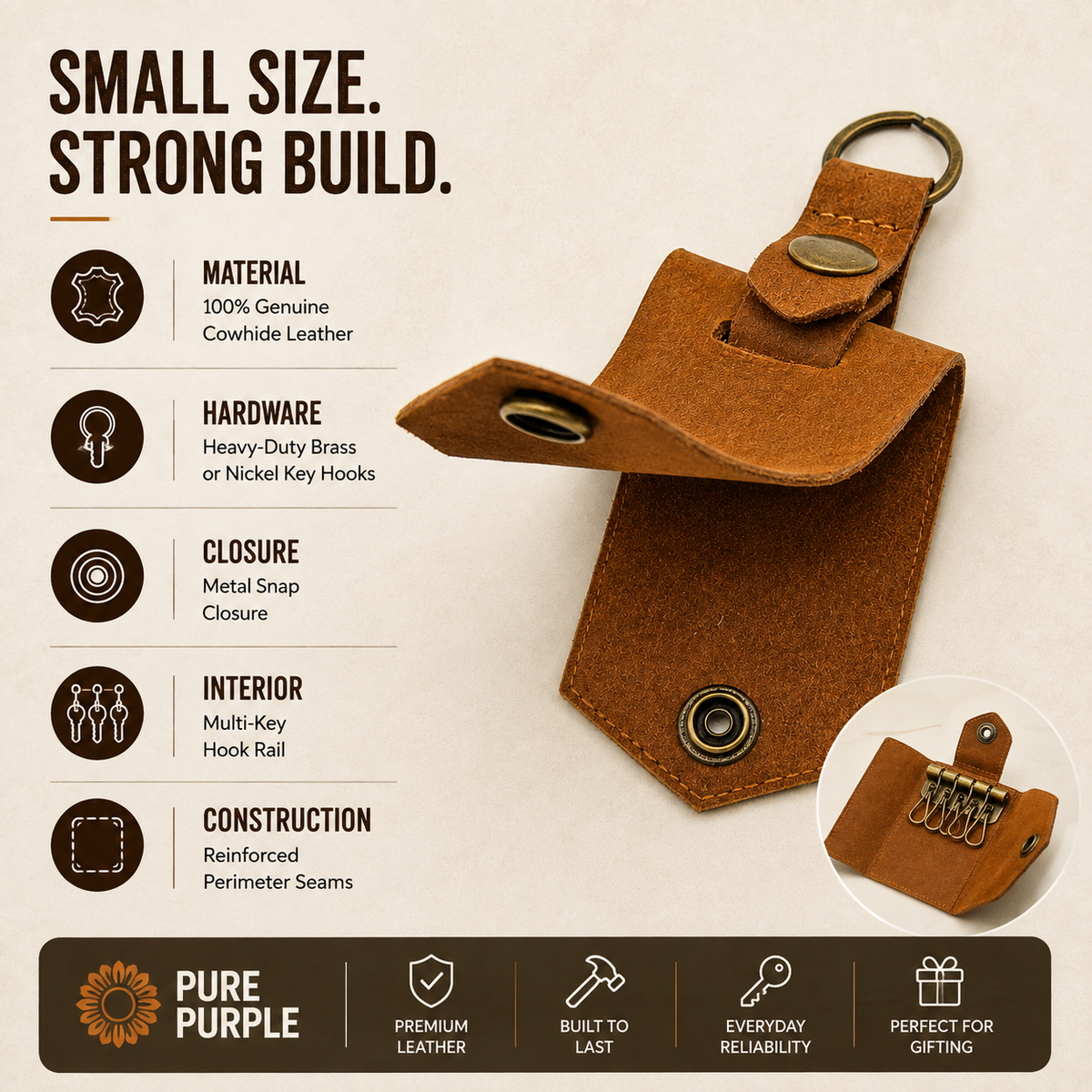 Handcrafted Genuine Cowhide Leather Key Holder