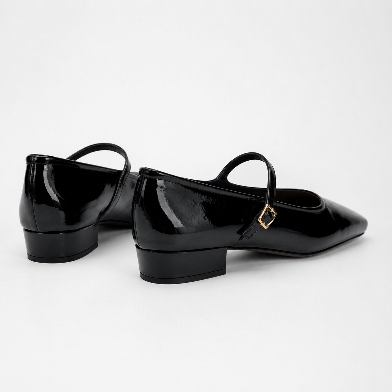 Classic Patent Mary Jane Pumps – Low Block Heel Vegan Leather Shoes