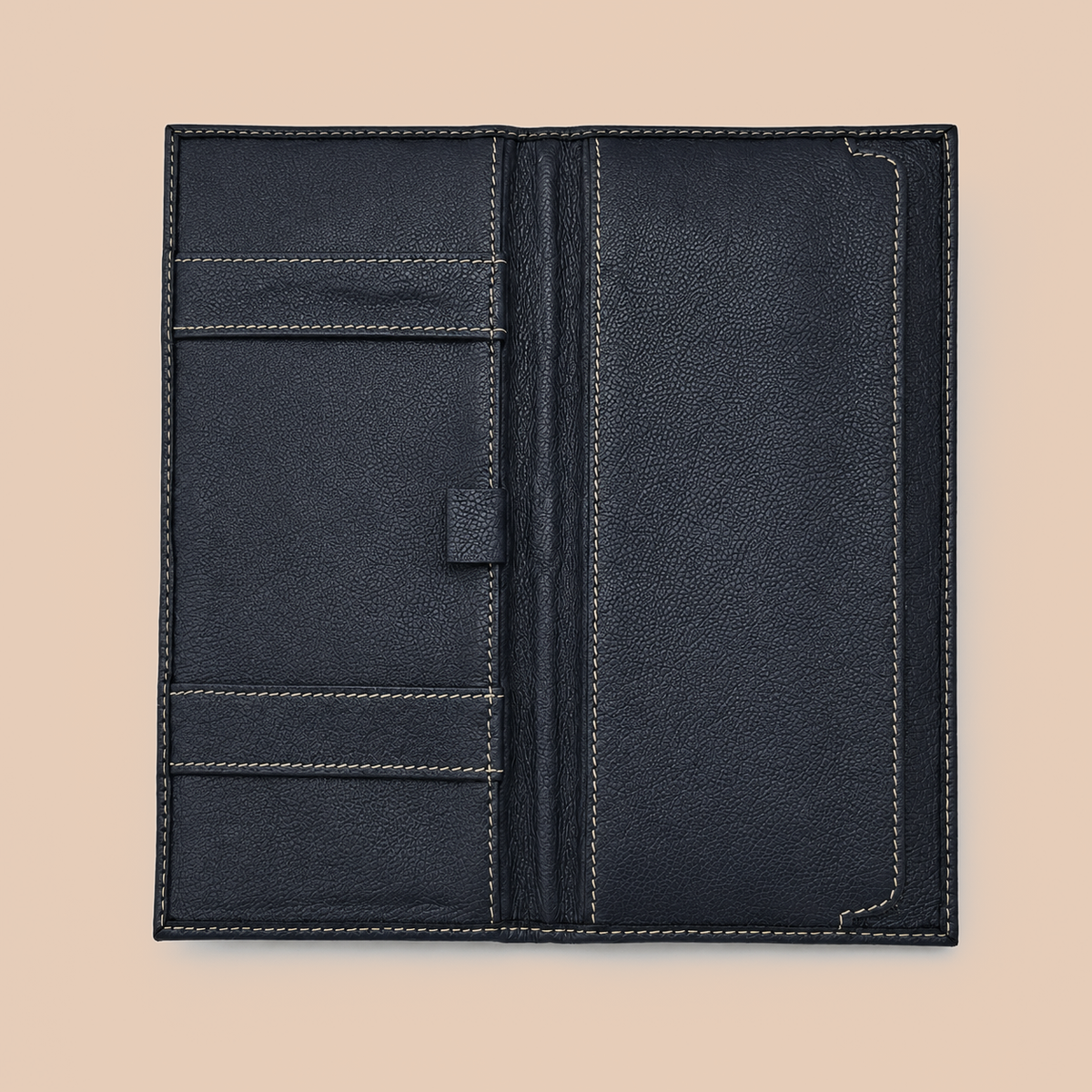 Handcrafted Cowhide Leather Cheque Book Holder & Document Organizer with Pen Loop