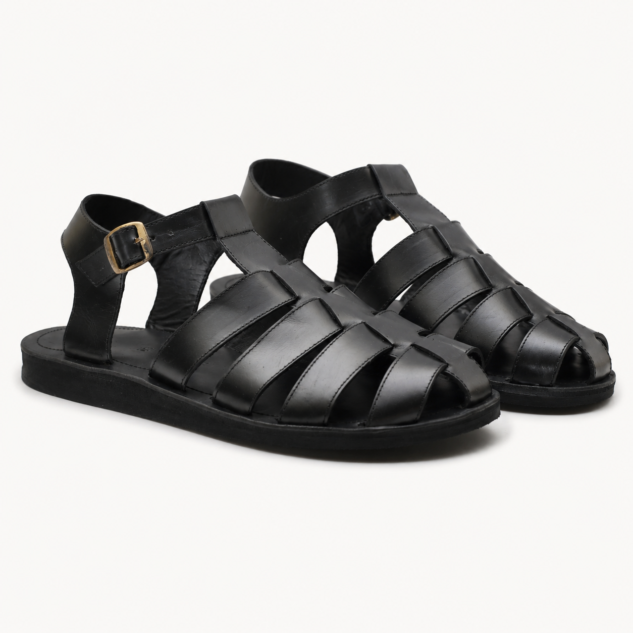 ODERO Men’s Leather Fisherman Sandals with Upcycled Rubber Sole