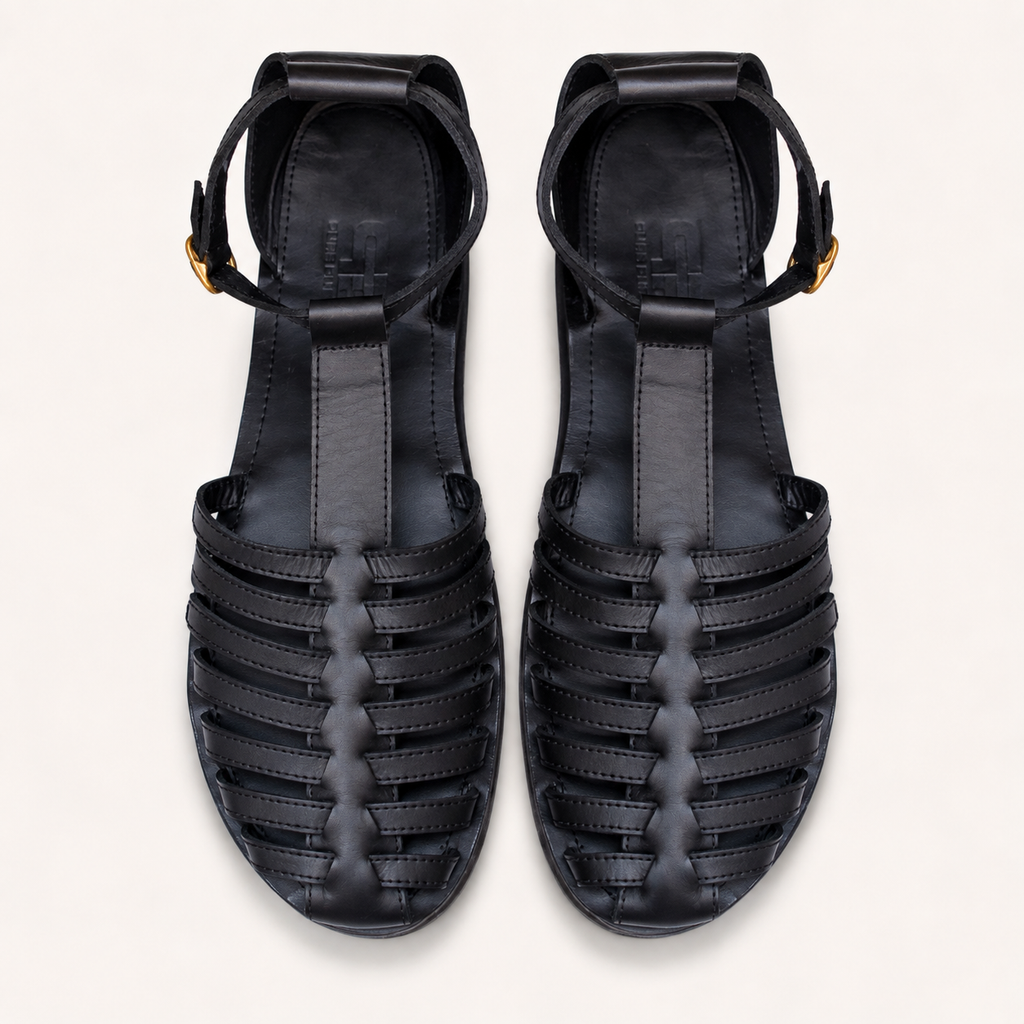 ODERO II Men’s Leather Gladiator Sandals with Upcycled Rubber Sole