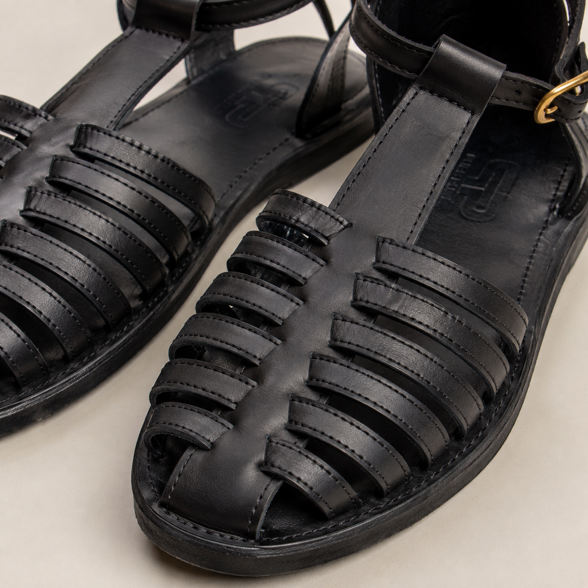ODERO II Men’s Leather Gladiator Sandals with Upcycled Rubber Sole