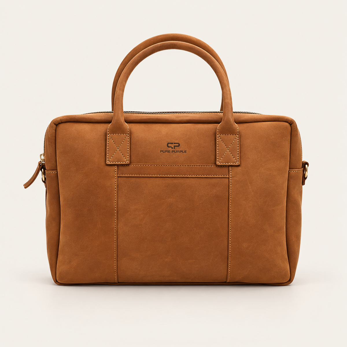 Agolla Slim Leather Laptop Bag – Warm Brown