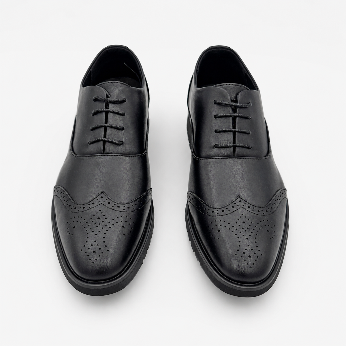 Men’s Black Leather Brogue Derby Shoes with Lug Sole